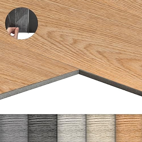 LZQ Lot de 18 carreaux adhésifs pour sol en PVC avec effet bois - 2,51 m² - Revêtement vinyle résistant à l'usure - Imperméable - Pour salon, cuisine, aspect chêne classique