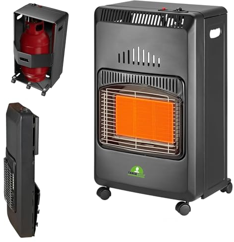 Stufa a Gas GPL Pieghevole ad infrarossi Potenza 4.2KW con 3 Elementi Riscaldanti e 3 Potenze Selezionabili Accensione Piezoelettrica Capacità Bombola 15 kg
