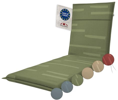 Doppler Sunlounge-Auflage Sierra Schilfgrün 195x60x6 cm – Weiches Gartenliege-Polster mit Fleckschutz | Komfortable Liegenauflage mit Bindebändern für Terrasse, Balkon & Garten