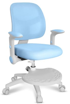 MARK ADLER Junior 5.0 Blue | Kinder Schreibtischstuhl Ergonomischer Bürostuhl Kinderdrehstuhl Jugendstuhl | Fußablage | Sitztiefe einstellen | Verstellbare Armlehnen | Höhenverstellbar | Blau