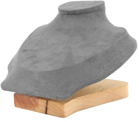 ZJchao Grauer Samt-Halsketten-Büsten-Schmuck-Display-Organizer für Ketten-Anhänger, Eleganter Stand-Schaukasten für Messen, Heim-Juweliergeschäft
