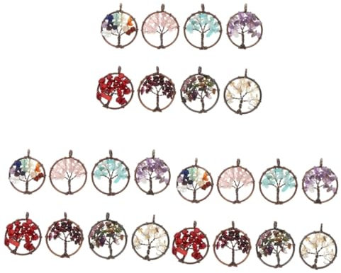 SEWACC 24stücke Teiliges Lebensbaum Halbedelsteinen Für Schmuckherstellung Ohrringe Und Armbänder Mit Chakra-design Handgemachte Naturstein-dekoration