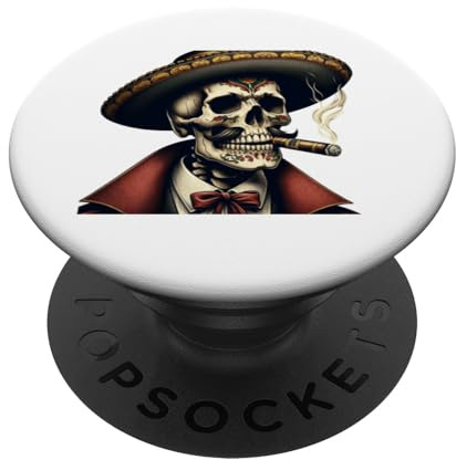 Totenkopf Zigarre Schädel Skelett rauchen Qualm Flamenco PopSockets mit austauschbarem PopGrip
