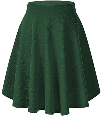 Elegant Elegant utsvängd kjol med A-linje för kvinnor, plisserad baskjol, uniform, skaterkjol, mörkgrön, M