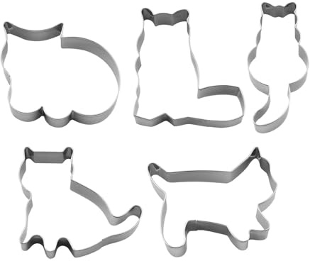 Flkiglm 5 Stück Katze Keksausstecher, Plätzchen Ausstecher Edelstahl Ausstechformen Set, Cartoon-Tiere Plätzchenausstecher, Plätzchen Keksausstecher, Klein Ausstecher für Backen Tortendekorationen
