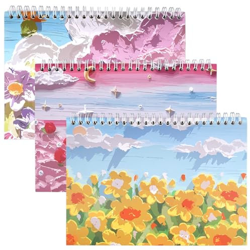 3 Piezas Libro de Pegatinas en Blanco, A5 Libro de Calcomanías en Blanco, álbum de Calcomanías Reutilizable, Cubierta Impermeable de Pintura al óleo Album de Colección de Pegatinas para Niños Adultos