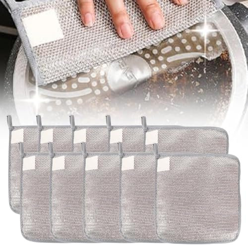 2025 Nouveaux lavettes multi-usages pour nettoyage humide et sec en métal éponge serviettes propres et non rayantes pour la cuisine à la maison, les lavabos (10 pièces)