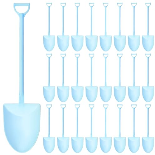 100PCS Mini Shovel Spoons for Desserts, Shovels Pudding Yogurt Spoons for Family or Party Cute Disposable Plastic Dessert Spoon (Blue)