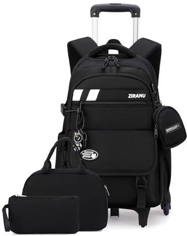 TRAVELKNOT 3pcs Sac à Dos Roulette Primaire Cartable Scolaire Enfant Fille Sac Roulette Trolley Bagage Cabine Cartable à Roulette Fille Garcon Scolaire