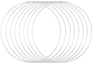 Vaessen Creative Metallringe 20 cm x 3 mm Kreis zum Basteln - 8 Stück Drahtkreis Weiß und Deko Kranz aus Metall für TrockenblumenKranz, Makramee, Traumfänger, Mobile Basteln und Wanddeko