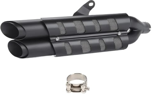 Scarico Tubo Tubo Di Scarico Marmitta Silenziatore Marmitta Con Copertura Scudo Termico Per Kawasaki Per Eliminator 450 500 2024 2025(Black)