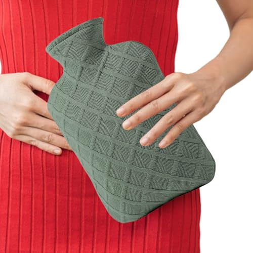 Bolsa de agua caliente de 1,2 litros, cojín térmico cálido, a prueba de fugas y extraíble, con 4-6 horas de retención de calor, con funda para espalda, hombros, piernas y manos, para invierno, viajes