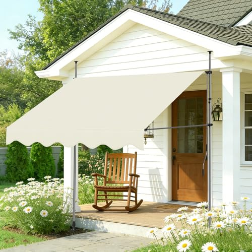 Store pour Balcon sans Trous à percer, Store banne avec manivelle pour Balcon,résistant aux UV, réglable en Hauteur, Hydrofuge, protège du Soleil, Toit de terrasse,1,5 x 1,2 m – Beige