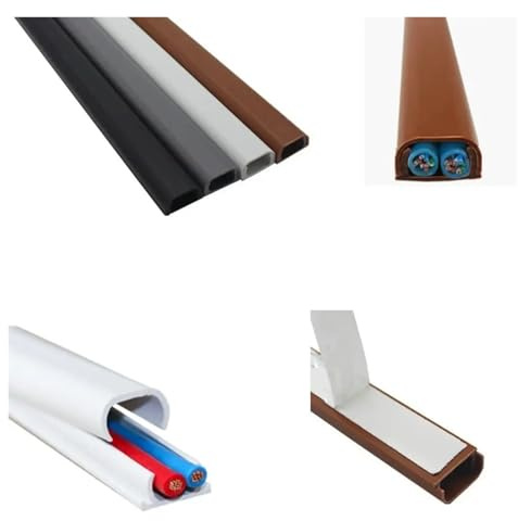 Canalina Passacavi da Pavimento Copricavo da pavimento con fessura quadrata Protezione cavo autoadesiva for canalina di cablaggio Gestisci il correttore for cavi for elettrico(White)