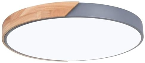 Plafoniera LED rotonda da soffitto effetto legno e grigio - 40 cm 24W 3CCT