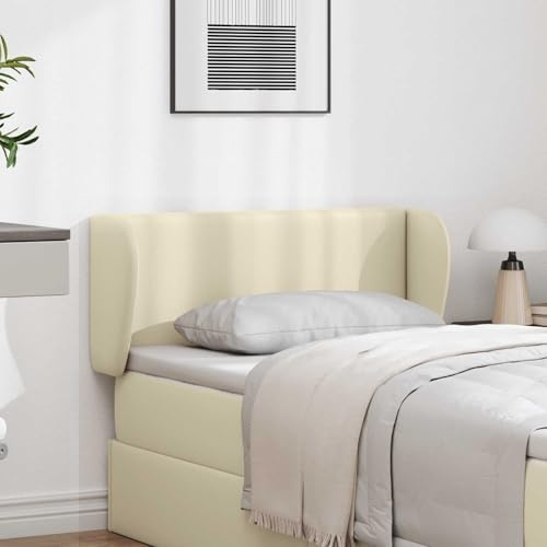 LoogCape Kopfteil Ohr Creme 40 x 23 x 6 cm PVC mit Schaumstofffüllung, gepolstert, Wandkissen für Schlafzimmer, Boxspringbett, Gästezimmer, komfortable Rückenlehne und dekoratives Betthaupt