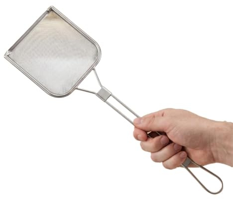 Stainless Steel Skimmer Spoon | Fine Mesh Oil Strainer For Cooking | Long Handle Provides A Comfortable Grip For Frying, Hot Pot, Soups, And Everyday Cooking In Home Or Restaurant Kitchens.
