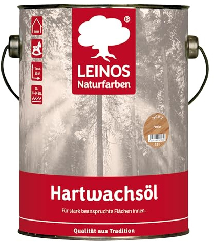 LEINOS Hartwachsöl 2,50 l Farblos – natürliches, ergiebiges Holzöl für Fußböden, Möbel und Treppen | seidenmatt, pflegend, für alle Innenholzflächen geeignet, schützt vor Feuchtigkeit und Abnutzung