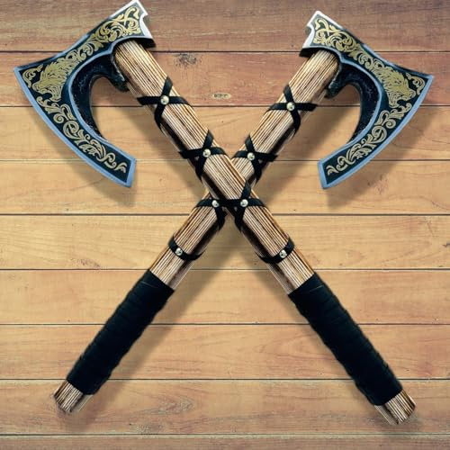Poshland AX-7004 Custom Gift Forged Carbon Steel Viking Axe with Rose Wood Shaft, Viking Bearded Camping Axe