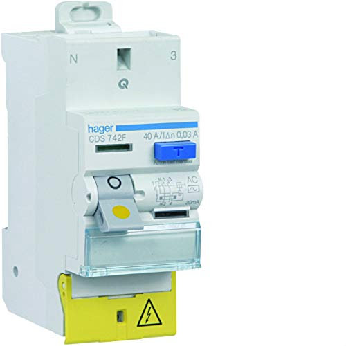 interrupteur différentiel hager - 40a - 300 ma - 2 pôles - type ac - vis / vis - bc