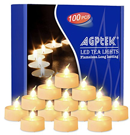 AGPTEK 100 Pack Tea Lights Flameless LED Candles