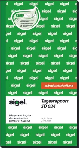 Sigel 5 x Formularbuch Tagesrapport 10,5x20cm selbstdurchschreibend VE=2x40 Blatt