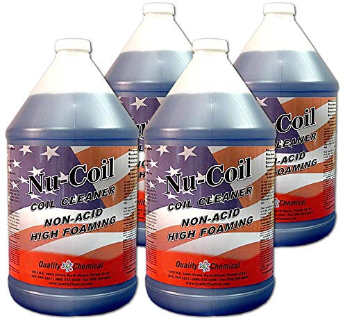 Quality Chemical Nu-Coil Professional Grade Concentrated/Air Conditioner Alkaline Condenser Coil Cleaner for AC Unit/AC Coil Cleaner 4 Gallon Case
