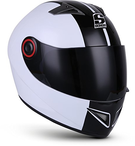 Soxon® ST-666 „Deluxe White Black“ · Integral-Helm · Full-Face Motorrad-Helm Roller-Helm Scooter-Helm Cruiser Sturz-Helm Streetfighter-Helm MTB · ECE 22.05 Visier Schnellverschluss Tasche M (57-58cm)