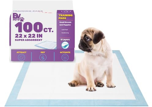 BV Puppy Pads Leak-Proof 100 Count 22x 22 - Absorbent Pee Pads for Dogs with 6-Layer Design, Rapid Dry Sheet & Built-in Attractant - Dog Pad with Odor Control, Perfect for Puppies & Senior Dogs