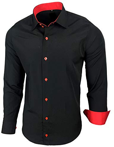 Baxboy Herren-Hemd Slim-Fit Bügelleicht Für Anzug, Business, Hochzeit, Freizeit - Langarm Hemden für Männer Langarmhemd R-44
