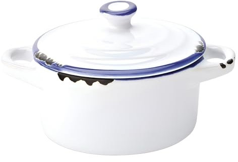 Avebury White & Red Mini Casserole Dish 10.5cm - x 12 - Mini Casserole Pot, Suitable for Sauces