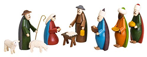 Rudolphs Schatzkiste Miniaturfiguren Krippenfiguren bunt Höhe 5,5cm NEU Weihnachten Christi Geburt Holz Seiffen Erzgebirge Holzdekoration Holzkunst Dekoration Figuren