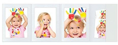 Schoeller & Stanzwerk© - 25 Stück 4-teilige Portraitmappen mit 3 Passepartouts für 13x18 cm Fotos - mit Bildertasche - weiß glänzend - ohne Rand