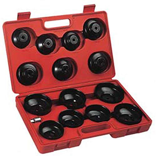 Alkan 1715 Universal Ölfilterkappen Satz Ölfilterschlüssel Set Ölwechselwerkzeug Öldienstschlüssel Werkzeug inkl. Ölfilterkralle div. Fahrzeuge geeignet 15-tlg.