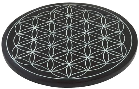 Räucherstäbchenhalter Blume des Lebens Black Stone 10 cm