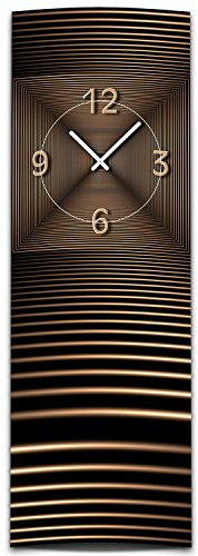 dixtime Wanduhr XXL 3D Optik abstrakt Bronze 30x90 cm hochkant leises Uhrwerk GL-007H