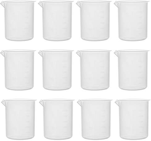 Eisco Labs 12-Pack Polypropylene Plastic Beaker - 500ml | Raised Graduations Every 20ml | Easy Pouring Tapered Spout | Microwavable & Autoclavable with Superior Chemical Durability