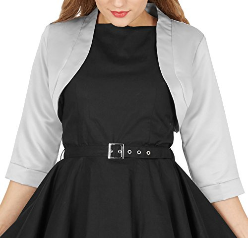 BlackButterfly Satén Bolero - Manga 3/4 (Plata, XL)