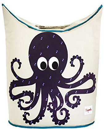 3 Sprouts Baby Laundry Basket for Nursery - Hamper with Handles/Lid, Large Storage Basket, Toy Bin, Room Decor - Kids Hamper, Baby Clothes Storage Organizer, Octopus