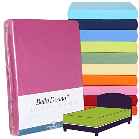 Formesse –Bella Donna Jersey Alto. Edles Jersey-Spannbettlaken für Boxspringbett 90x190-100x220cm - bis 45cm Höhe - 97% Baumwollzwirn, 3% Elastan, Aloe Vera&Arganöl/aus Deutschland-Farbe Leinen