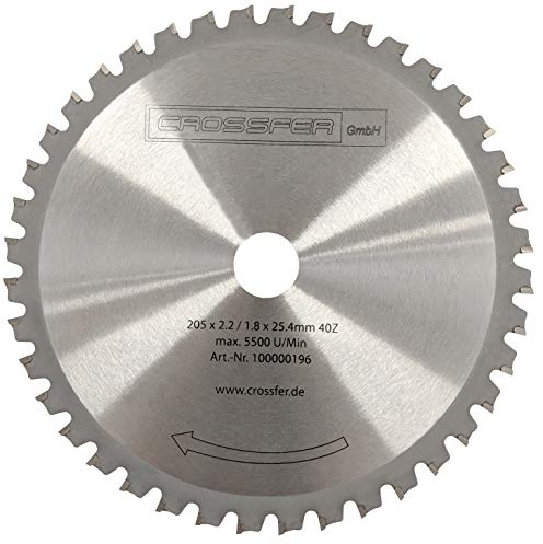 HM Kreissägeblatt 205 x 25,4 mm 40Z Universal für Metall und Kunststoff, hartmetallbestücktes Sägeblatt für viele unterschiedliche Anwendungen