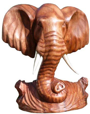 Elefante 30 cm testa statua in legno figura Busto Africa elefant04