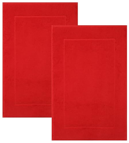 Betz Badvorleger Premium 50x70 cm 2er Set – Badematten aus 100% Baumwolle, ca. 650 g/m², Oeko-TEX® Standard 100, saugstark & weich Farbe rot
