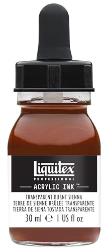 Liquitex 4260129 flüssige Professional Acrylfarben - Ink, Tusche, 30 ml, hochpigmentierte Airbrushfarbe, siena gebrannt transparent