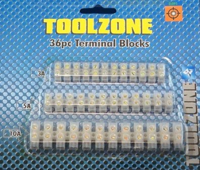 Toolzone 36Pc Electrical Terminal Block Strip Set
