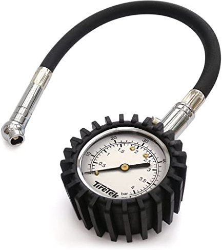 TireTek Reifendruckmesser Reifendruckprüfer für Auto und Motorrad I ANSI zertifizierter Luftdruckprüfer mit 360° Drehkopf, Luftdruckmesser 0-60 psi I 4 bar (lang)