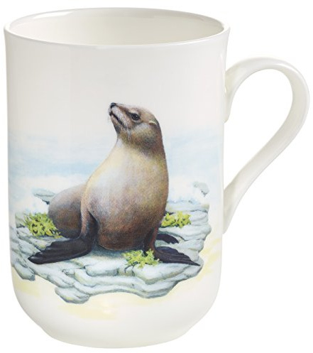Maxwell & Williams PBA0009 Animals of The World Becher Seehund, Geschenkbox, Porzellan, weiß/bunt