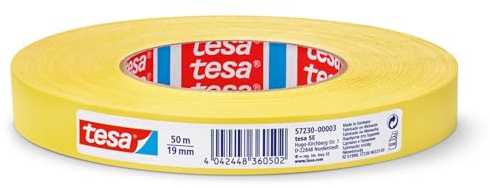 tesa extra Power Perfect Gewebeband - Gewebeverstärktes Ductape zum Basteln, Reparieren, Befestigen, Verstärken und Beschriften - Gelb - 50 m x 19 mm