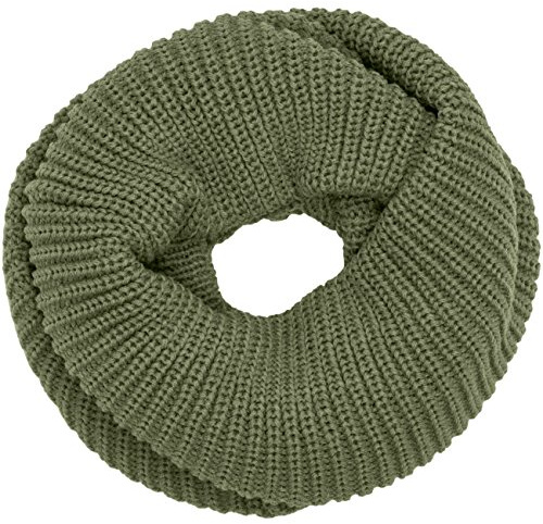 Caspar SC403 Vintage Grob Strick Loop Schal, Farbe:oliv grün, Größe:One Size