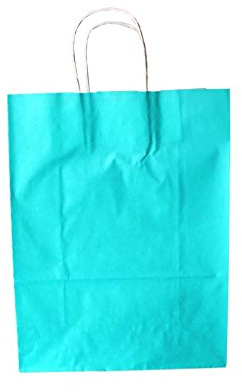 Papiertragetaschen mit weißer Kordel Farbe: HELLBLAU/TOPAS 26 + 12 x 35 cm (350 Stück)